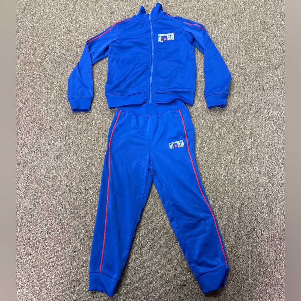 Converse All Star Boys Kids 2 Piece Track Suit Jacket Pants Blue Red Size 4t